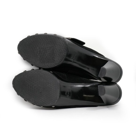 STUART WEITZMAN Suede Clog Mules with Studs Black Size 7.5M - Picture 5 of 10